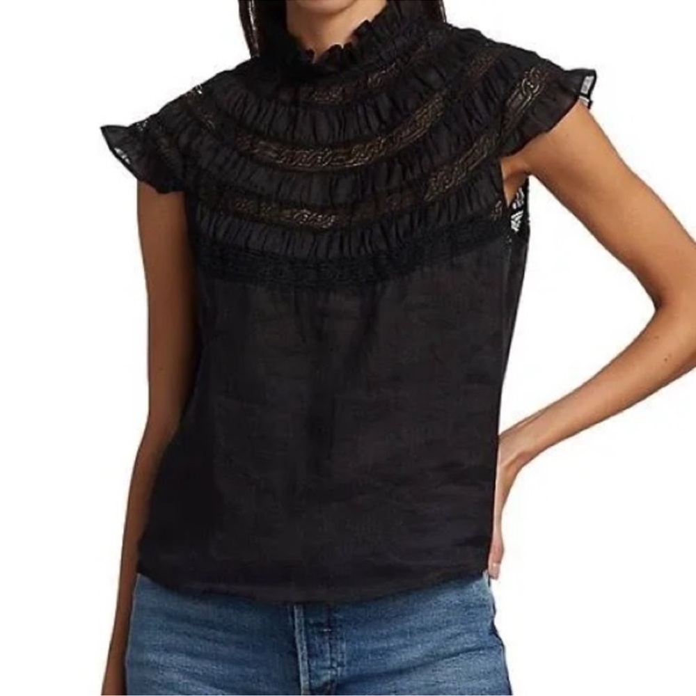 Frame Elegant Black Ruffled Women's Top